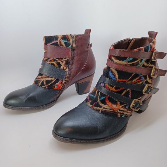 Spring Step L'Artiste Leather Ankle Boots Brown Multicolor Redding 41or US 10 - Picture 7 of 14